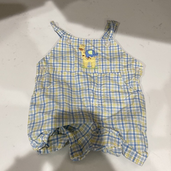 Starting Out boys 12 month plaid overalls and yellow polo w/ 2 buttons EUC - Picture 8 of 12